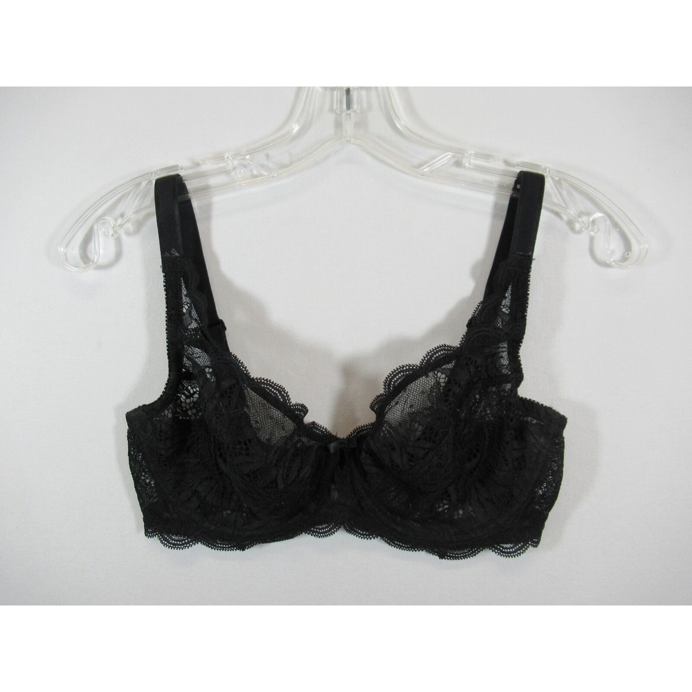 Felina Paramour Peridot Unlined Lace Bra 32DD Black Underwire 115073